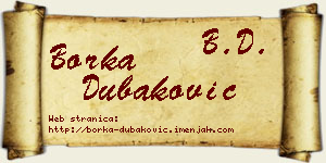 Borka Dubaković vizit kartica